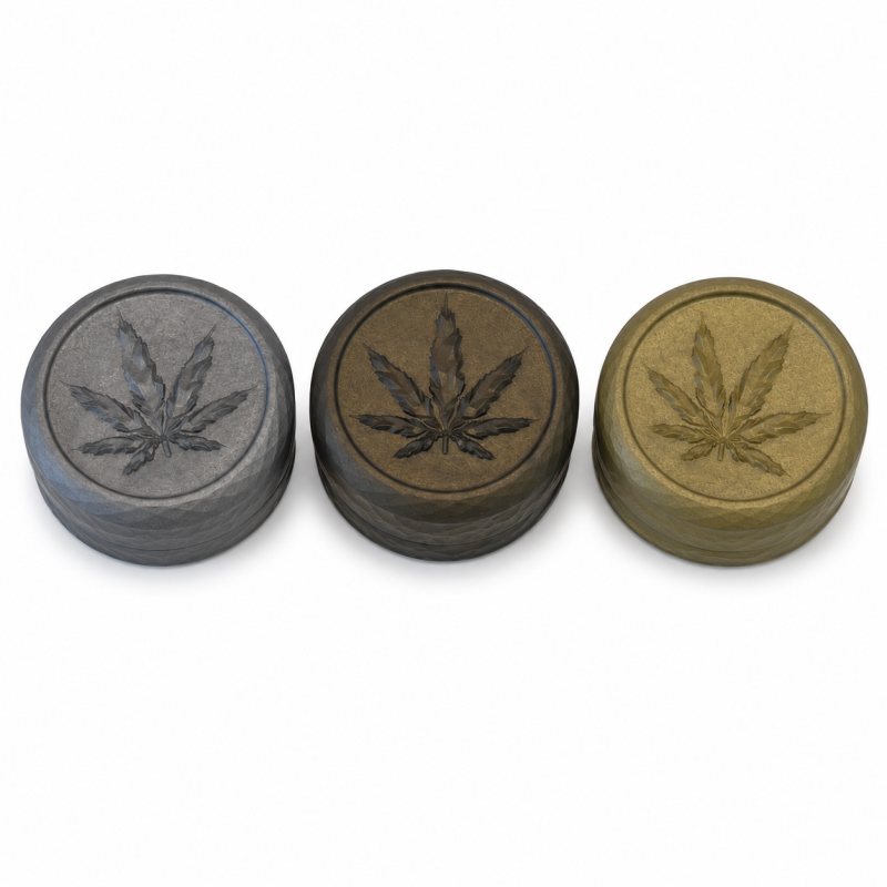 GRINDER FEUILLE DE CANNABIS ARGENT