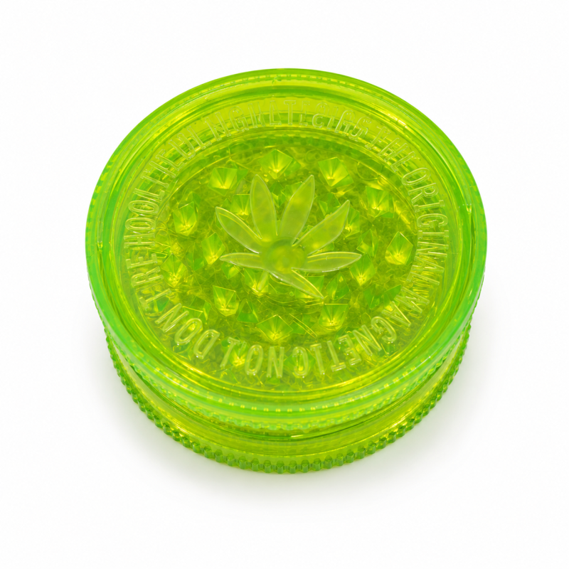 Grand Grinder Acrylique Feuille de Cannabis Jaune