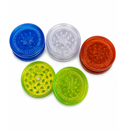 Grand Grinder Acrylique Feuille de Cannabis Jaune