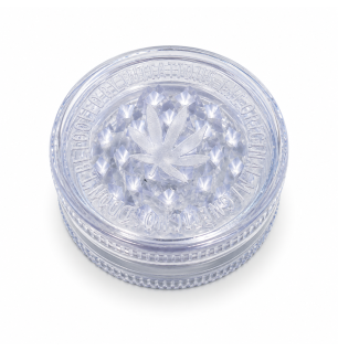 Grand Grinder Acrylique Feuille de Cannabis Transparent