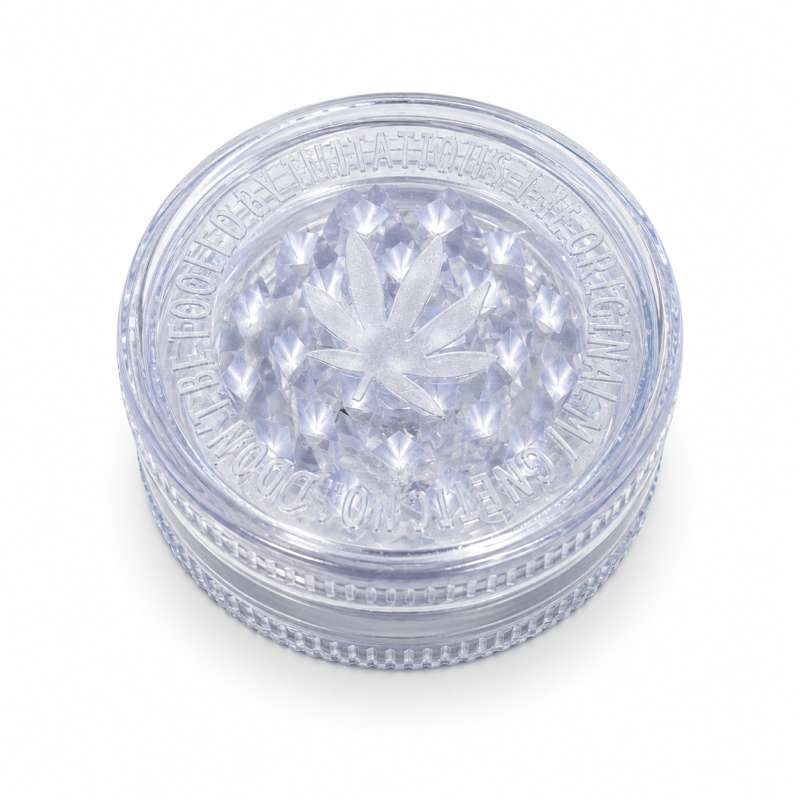 Grand Grinder Acrylique Feuille de Cannabis Transparent