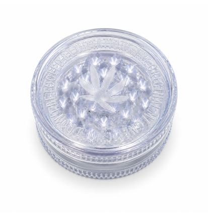 Grand Grinder Acrylique Feuille de Cannabis Transparent