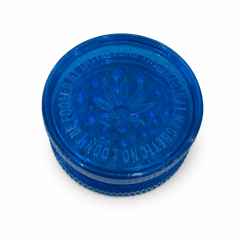 Grand Grinder Acrylique Feuille de Cannabis Bleu