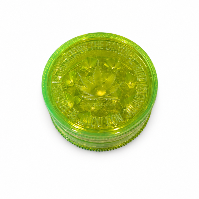Petit Grinder Acrylique Feuille de Cannabis Jaune
