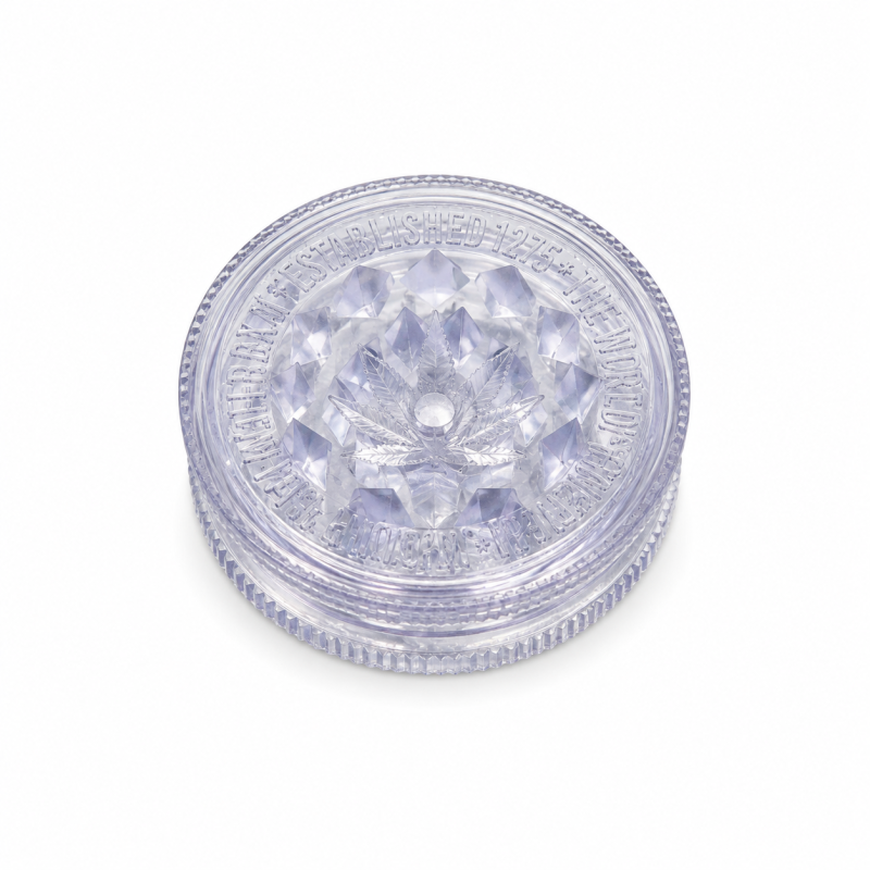 Petit Grinder Acrylique Feuille de Cannabis Blanc