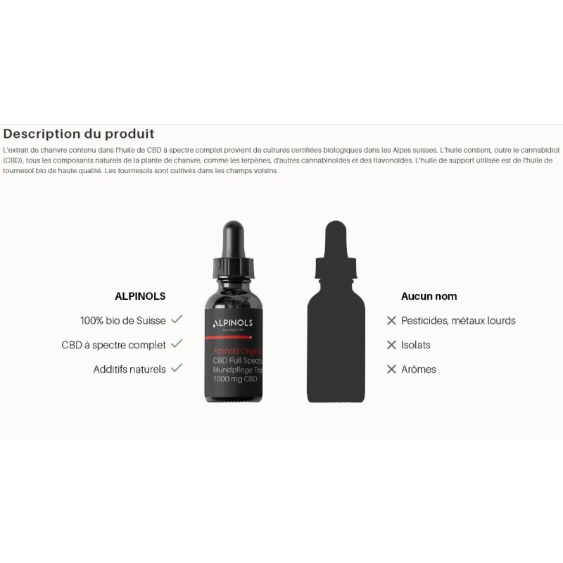 Huile de CBD (à 10%), spectre complet, 10ml Huile de CBD (à 10%), spectre complet, 10ml