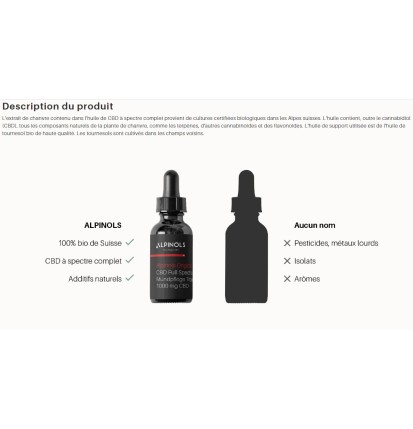 Huile de CBD (à 20%), spectre complet, 10ml